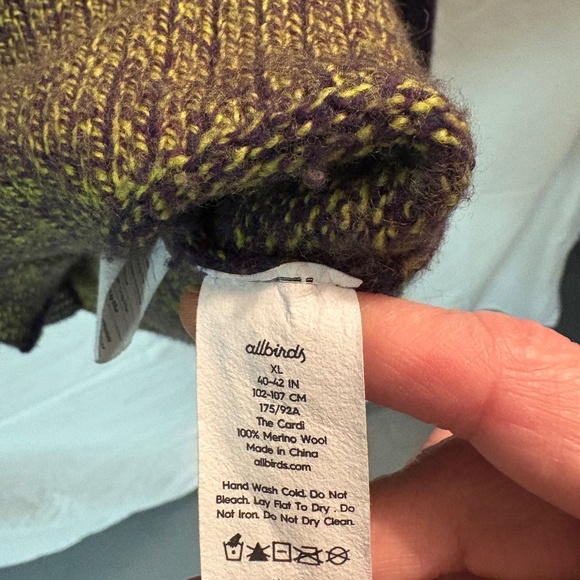 Allbirds 100% Merino Wool Purple Cardigan, Sz XL - Picture 4 of 4